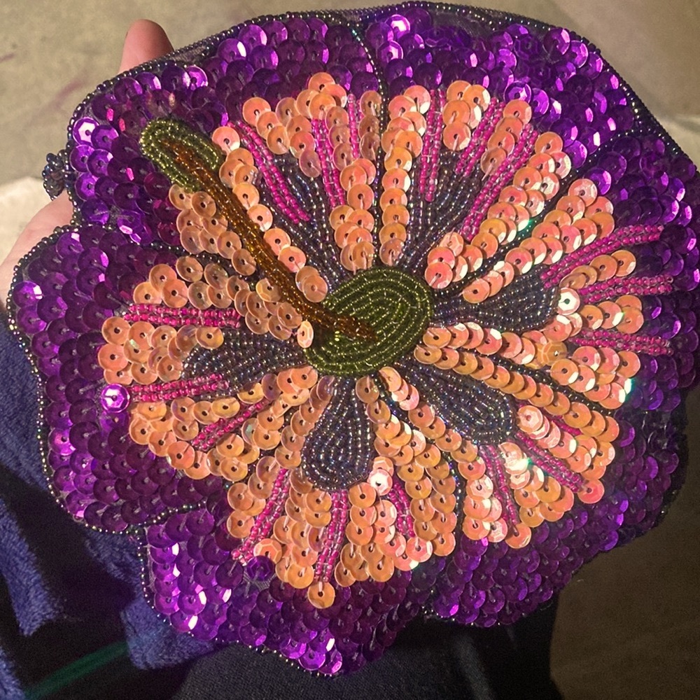 Maui By Design Crossbody Bag With Zipper Sequined And Beaded Turtle Design